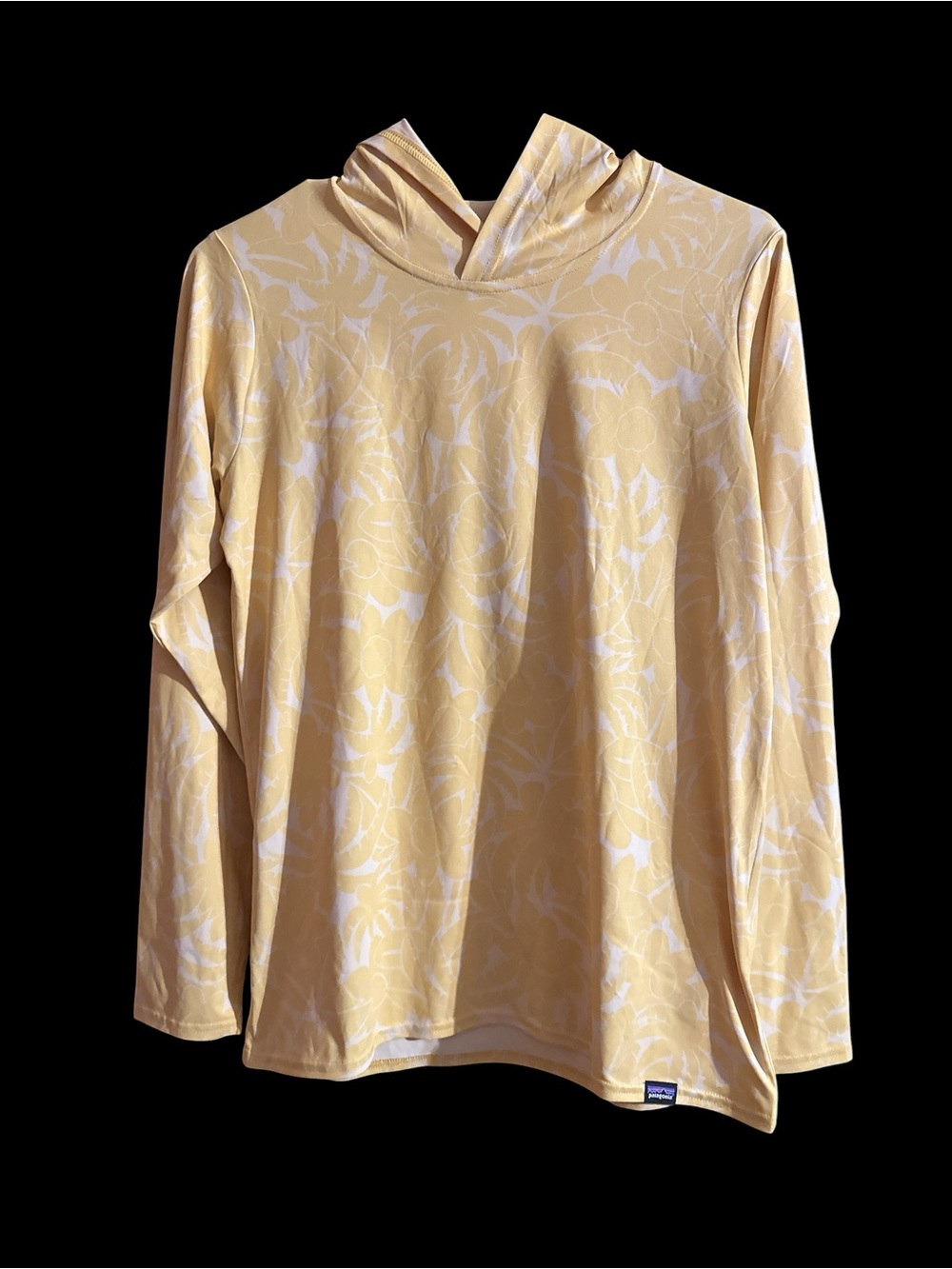 Patagonia Capilene Hoodie Womens Small Yellow Cool Daily Hiking Sun UPF 50